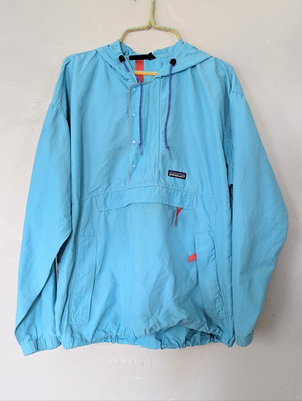 Vintage Patagonia Anorak Packable Windbreaker Jacket Blue Made In USA Small